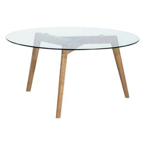 Carryhome KONFERENČNÍ STOLEK, čiré, barvy dubu, dřevo, sklo, 90/90/45 cm obraz