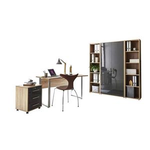 MID.YOU KANCELÁŘ, Sonoma dub, vysoce lesklá antracitová obraz