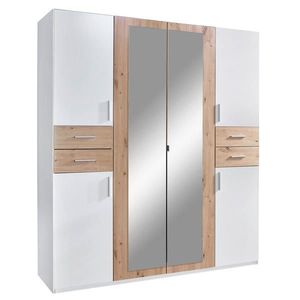 MID.YOU ŠATNÍ SKŘÍŇ SE ZRCADLEM, bílá, dub artisan, 180/208/58 cm obraz