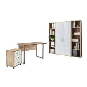 MID.YOU KANCELÁŘ, Sonoma dub, vysoce lesklá bílá obraz