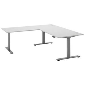 Carryhome ROHOVÝ PSACÍ STŮL, bílá, barvy hliníku, 100/180/74-127 cm obraz