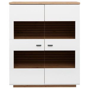 Stylife VYSOKÁ KOMODA, bílá, dub artisan, 110/136/40 cm obraz