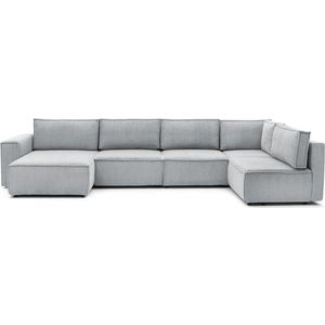 Světle šedá manšestrová rohová pohovka do "U", pravý roh Nihad modular – Bobochic Paris obraz