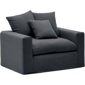 Antracitové lněné křeslo Nora – Kave Home obraz