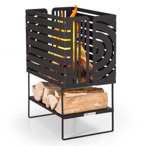 Blumfeldt Krakatoa, ohniště, masivní ocel, přihrádka na dřevo, laserem řezaný design obraz