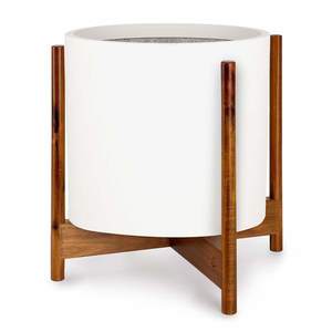 NA Gendt + Zeist, sada květináče se stojanem, velikosti XL, vláknitý kámen, akáciové dřevo obraz