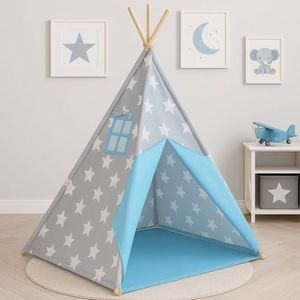 Infantastic 74166 Dětský stan teepee, modro/šedý, bez příslušenství obraz