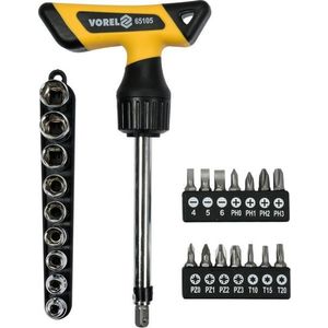 Šroubovák ERGO ráčnový s nástavci, sada 25 ks obraz