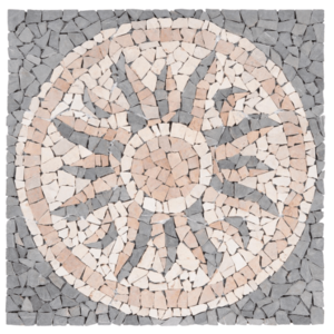 Mramorová mozaika, motiv „Slunce“, 90 × 90 cm obraz