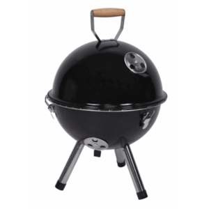 Mini gril na dřevěné uhlí s kotlíkem, černý kulatý, přenosný obraz