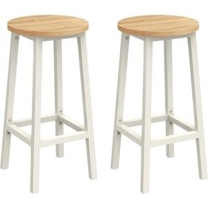 Barová židle set 2 ks, kovový rám, béžová a bílý dub obraz