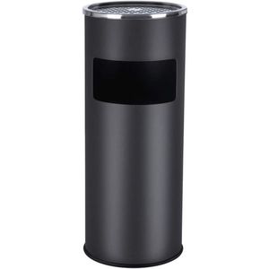 Kovový odpadkový koš s popelníkem, objem 30 l, černý, nerez obraz