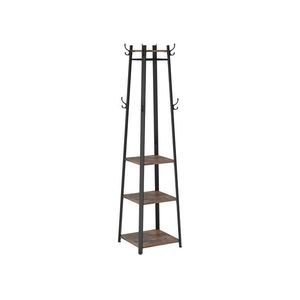 Stojan na oblečení s policemi a háčky, hnědá/černá obraz