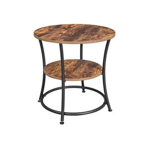 Kulatý stolek s policí, rustikální hnědá, kovový rám, 55 cm obraz