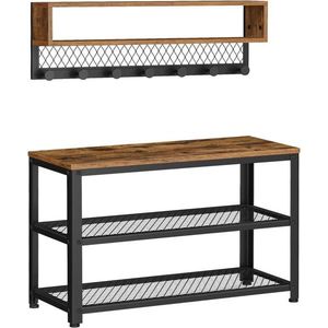 Předsíňová sestava s lavicí a botníkem, industriální styl obraz