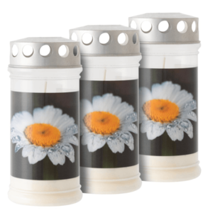 Plastová náhrobní svíčka "květina", sada 3 ks, 17 cm obraz