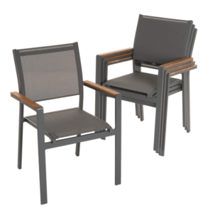 Zahradní stohovatelná kovová židle, antracit, sada 4 ks obraz