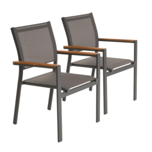 Zahradní stohovatelná kovová židle, antracit, sada 2 ks obraz