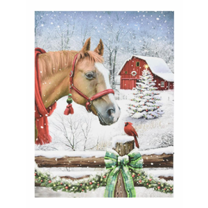 Nástěnná malba koně a vrabce, LED, 30 x 40 cm obraz