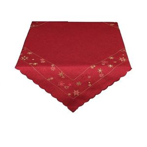 Ubrus Vánoční, Zlaté vločky a červené hvězdičky, červený 35 x 35 cm obraz