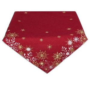 Ubrus Vánoční, Vločky a Vánoce, červený 30 x 45 cm obraz