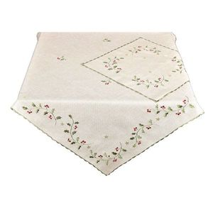 Ubrus Vánoční, Královská cesmína, béžový 40 x 90 cm obraz