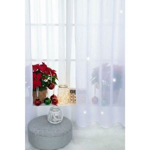 Záclona dreher, Rain lurex stříbrný, bílá 150 cm obraz