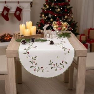 Ubrus Vánoční, Královská cesmína, bílý 85 x 85 cm obraz