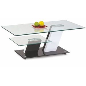 Kasvo SAVANA stůl MDF bílá / černá / sklo / chrom obraz