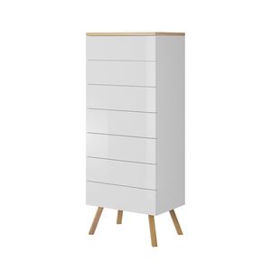 Kasvo LIMA komoda 50 7zásuvková wotan / bílá vysoký lesk obraz