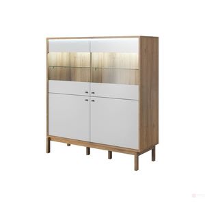 Kasvo FRANKA komoda vysoká 4dv2skl. Dub Grandson / dvířka černé matné obraz