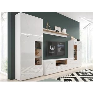 Kasvo LUMIA (KROS) obývací stěna bílá/dub wotan obraz