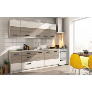 Kasvo SAVANNA kuchyňská linka 220 smoked liberty elm / bílý vysoký lesk obraz