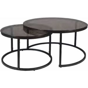 Kasvo FAIR (Ferante) konferenční stolek sada 2ks černá/kouř.sklo obraz