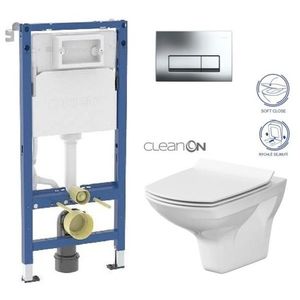 GEBERIT DuofixBasic s chromovým tlačítkem DELTA51 + WC CERSANIT CLEANON CARINA + SEDÁTKO 458.103.00.2 CA3 obraz
