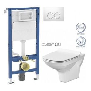 GEBERIT DuofixBasic s bílým tlačítkem DELTA21 + WC CERSANIT CLEANON CARINA + SEDÁTKO 458.103.00.2 21BI CA3 obraz