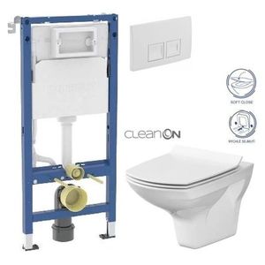 GEBERIT DuofixBasic s bílým tlačítkem DELTA50 + WC CERSANIT CLEANON CARINA + SEDÁTKO 458.103.00.2 50BI CA3 obraz