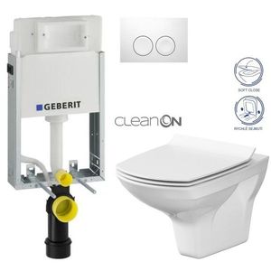 GEBERIT KOMBIFIXBasic vč. bílého tlačítka DELTA 21 + WC CERSANIT CLEANON CARINA + SEDÁTKO 110.100.00.1 21BI CA3 obraz