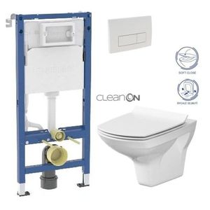 GEBERIT DuofixBasic s bílým tlačítkem DELTA51 + WC CERSANIT CLEANON CARINA + SEDÁTKO 458.103.00.2 51BI CA3 obraz