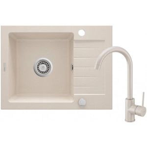 DEANTE Zorba beige Granitový dřez včetně baterie, 1 bowl s odkapávačem ZQZA511A obraz