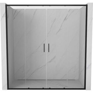 MEXEN/S Exo dvojité posuvné sprchové dveře 170, transparent, černá 8152-170-000-70-00 obraz