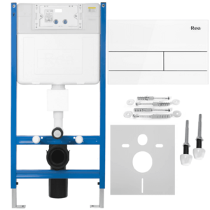 REA/S Podomítkový WC systém K011A-Q + tlačítka T White Glass KPL-E0052 obraz