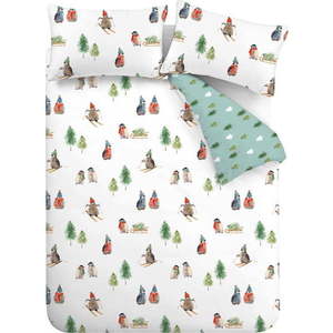 Bílé flanelové povlečení na dvoulůžko/prodloužené 230x220 cm Snowy Penguin – Catherine Lansfield obraz