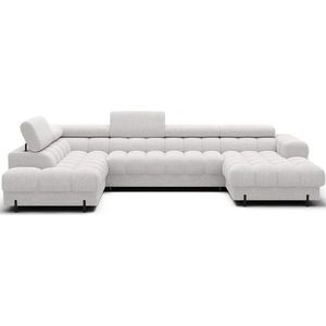 Krémová rozkládací rohová pohovka z textilie bouclé (levý roh/do "U") Feraria – ELTAP obraz