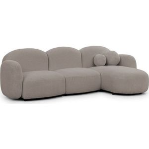 Šedá rohová pohovka z textilie bouclé (pravý roh/s lenoškou) Orbit – Ropez obraz