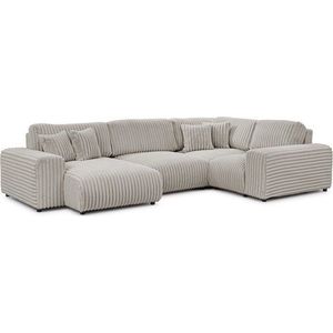 Světle šedá manšestrová rohová pohovka (pravý roh/do "U") Justin – Ropez obraz