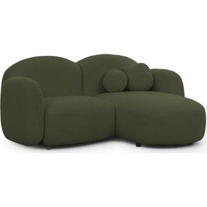 Zelená rohová pohovka z textilie bouclé (pravý roh/s lenoškou) Orbit – Ropez obraz