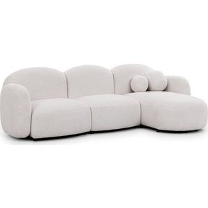 Krémová rohová pohovka z textilie bouclé (pravý roh/s lenoškou) Orbit – Ropez obraz