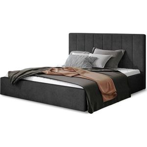 Tmavě šedá čalouněná dvoulůžková postel s úložným prostorem s roštem 140x200 cm Audrey – ELTAP obraz