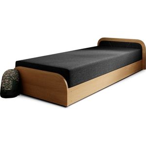 Okrově žlutá/tmavě šedá čalouněná/z dřevotřísky jednolůžková postel s úložným prostorem s matrací 80x190 cm Parys – ELTAP obraz